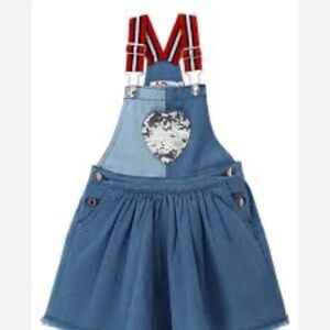 Girls denim sequin heart dress